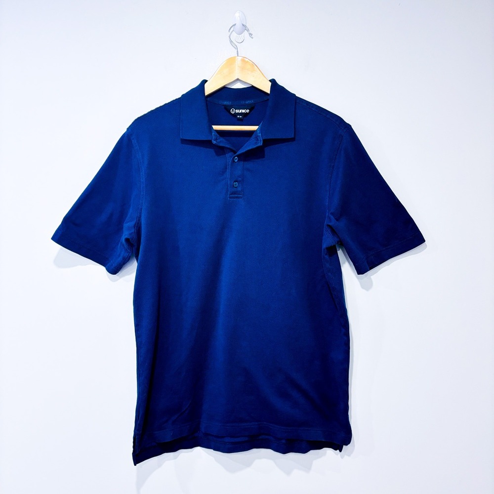 SUNICE Navy Blue Cotton Short Sleeve Golf Polo Shirt Sporty Preppy Medium